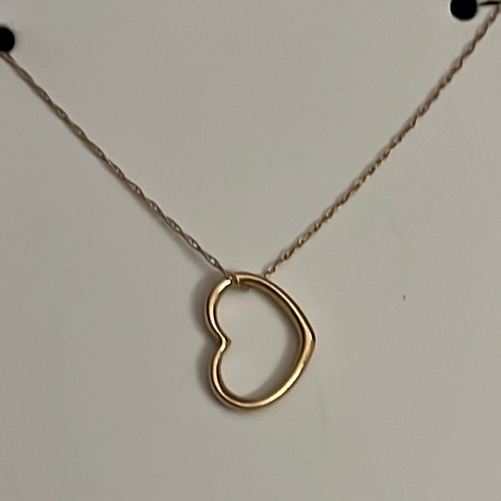 14k Yellow Gold Rope Chain With 14k Floating Heart, Beautiful Euc